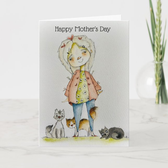 Cat Mama Muttertagskarte Dankeskarte (Vorderseite)