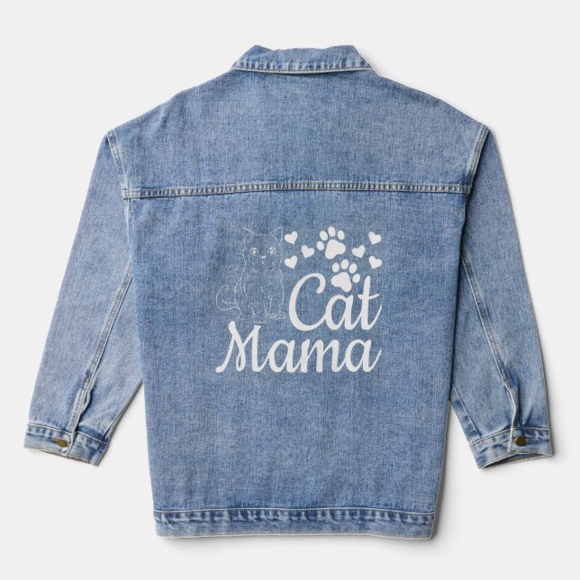 Cat Mama Niedlich Cat Mama Cat I Cat Mama Jeansjacke (Rückseite)