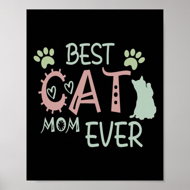 Cat Mama Niedlich Meow First Mütter Day Poster (Vorne)