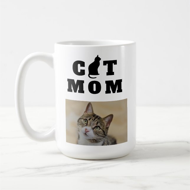 Cat Mama Niedlich Silhouette Foto Kaffeetasse (Links)