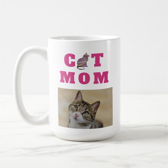 Cat Mama Niedlich Silhouette Foto Kaffeetasse (Links)