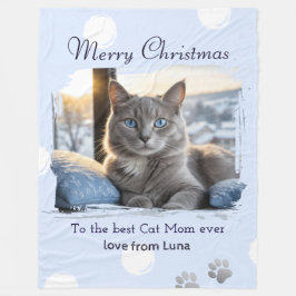 Cat Mama Personalisiert Pet Foto Weihnachten Fleecedecke