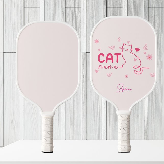 Cat Mama Personalisiert-rosa Niedliches Cat Design Pickleball Schläger (Von Creator hochgeladen)