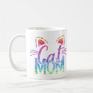 Cat Mama Rainbow Glitzer Kaffeetasse
