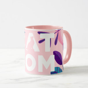 CAT-MAMA, Rosa Blüten und Blätter Tasse