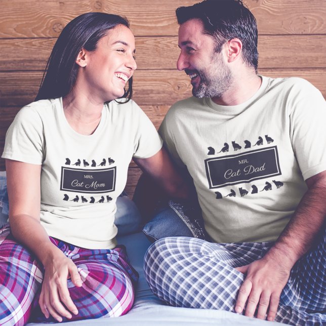 Cat Mama Schwarz-weiß Matching Couple Ehefrau T-Shirt (Von Creator hochgeladen)