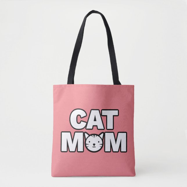 CAT MAMA Tote Beutel (rosa) Tasche (Vorderseite)