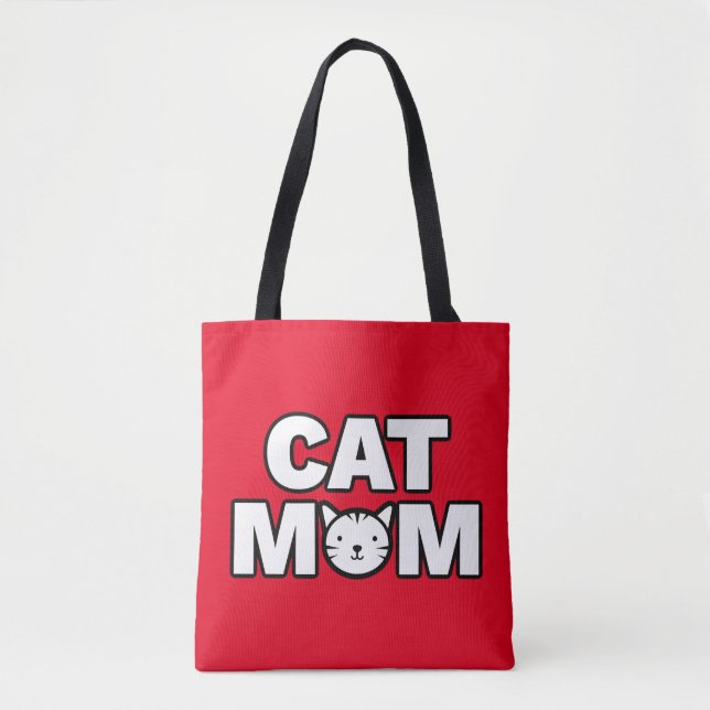 CAT MAMA Tote Beutel (rot) Tasche (Vorderseite)