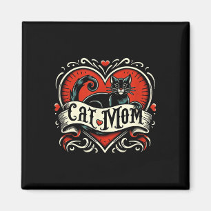Cat Mama Vintag Tattoo Style Funny Frische Pasta m Magnet