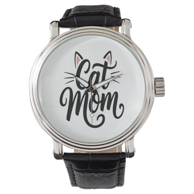 Cat Mama Whiskys und Ohren Armbanduhr (Vorderseite)