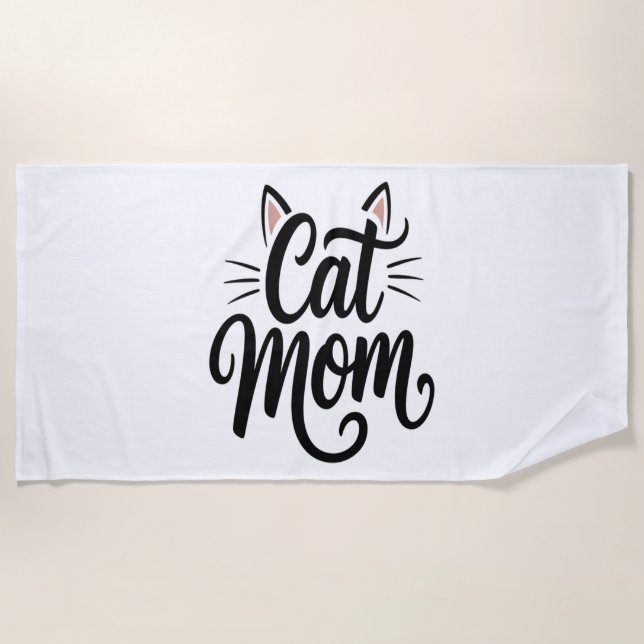 Cat Mama Whiskys und Ohren Strandtuch (Vorderseite)
