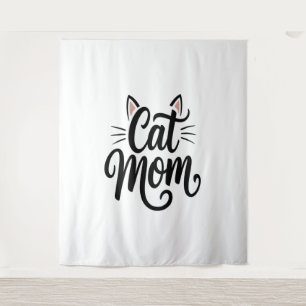 Cat Mama Whiskys und Ohren Wandteppich
