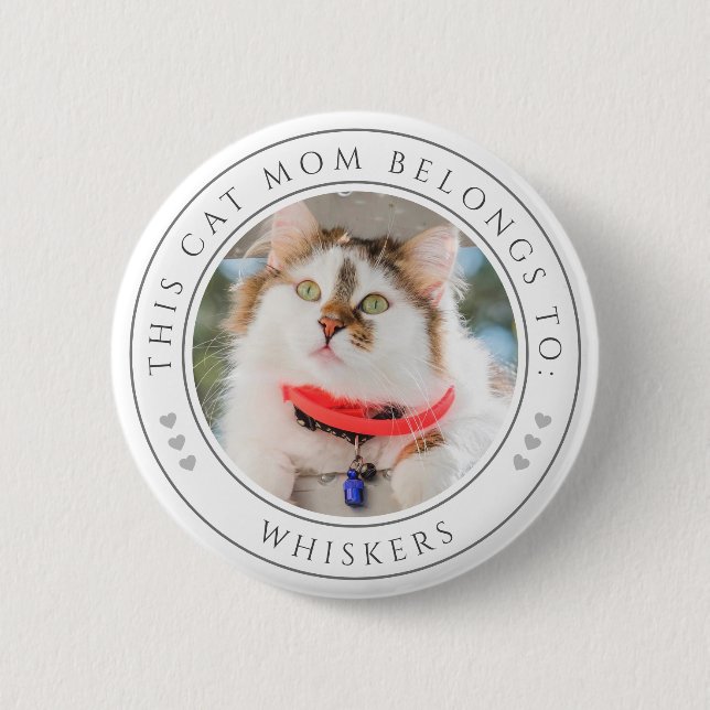 Cat Mama Zitat, Personalisiertes Foto mit dem Name Button (Vorderseite)