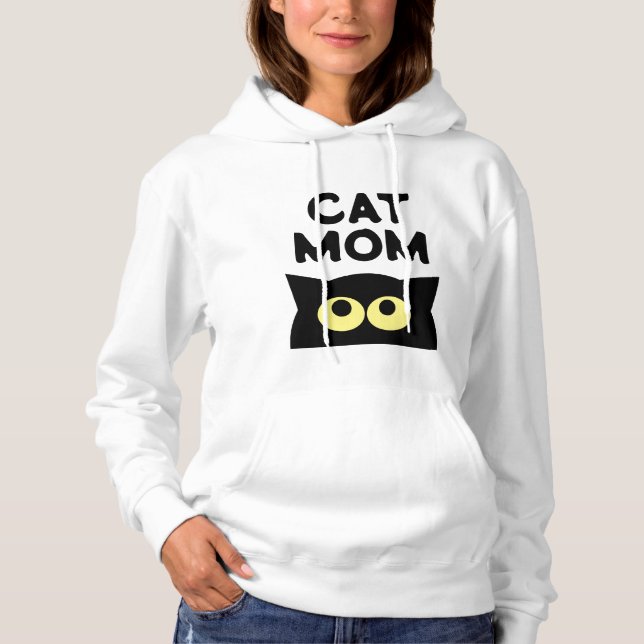 Cat Maman sweat - shirt à capuche blanc pour amour (Devant)