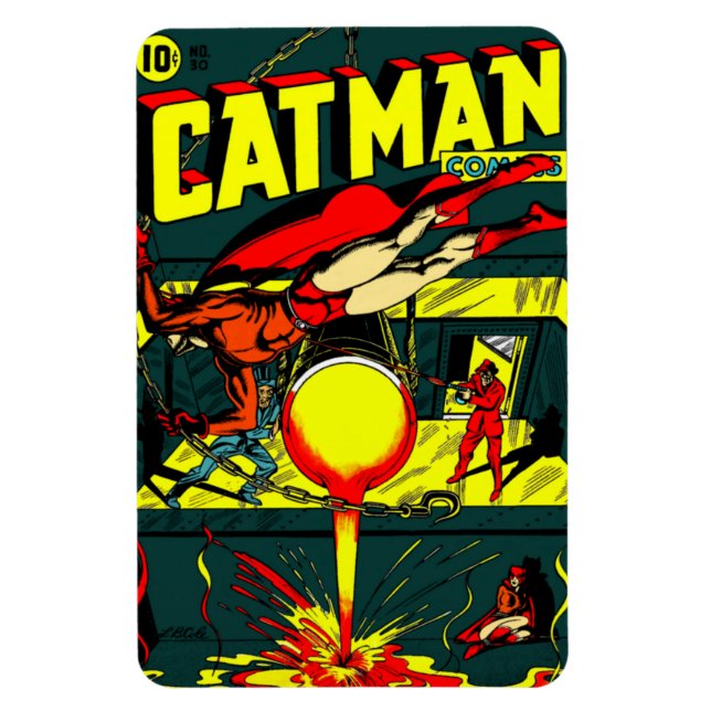 Cat-Man-Comic aus den 1940er Jahren mit flexibler  Magnet (Vertikal)