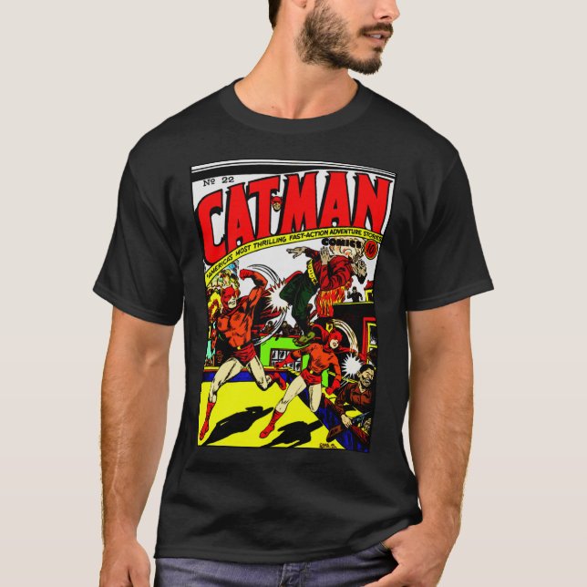 CAT-MAN-Comic-T - Shirt der 40er Jahre (Vorderseite)