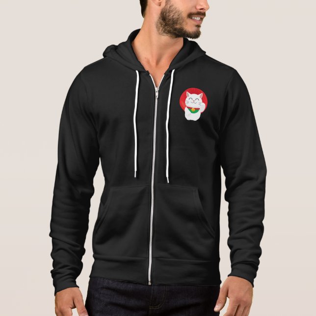Cat Maneki Neko Japan Lucky Cat Frische Pasta mach Hoodie (Vorderseite)