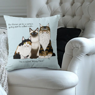 Cat many Paws Funny Blue Kissen