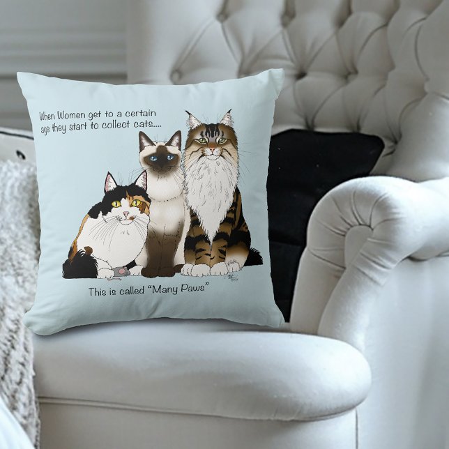 Cat many Paws Funny Blue Kissen (Von Creator hochgeladen)