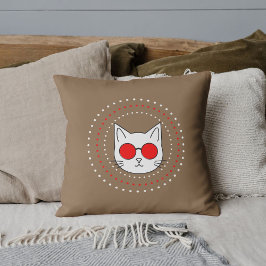 Cat Mascot Sun Brillen Funny Cool Niedlich Red Bro Kissen