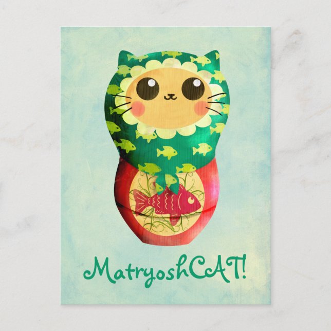Cat Matryoshka Doll Postkarte (Vorderseite)