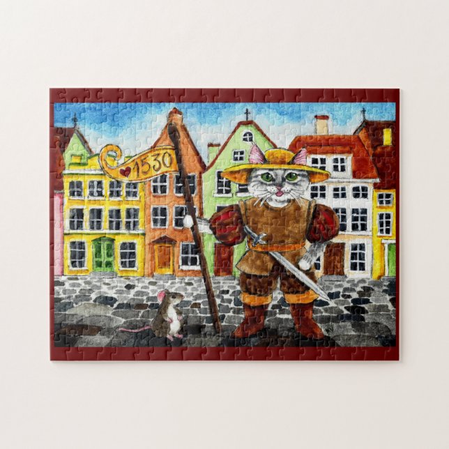 Cat, Maus Estnisches Folklore-Puzzle (Horizontal)