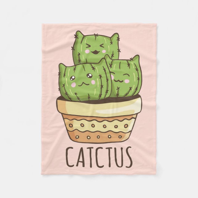 Cat Meets Cactus Fleecedecke (Vorderseite)