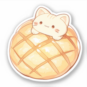 Cat Melonpan Japanisches Melonbrot Aufkleber