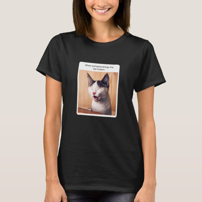 Cat Meme, wenn jemand mir Icecream bringt T-Shirt (Vorderseite)