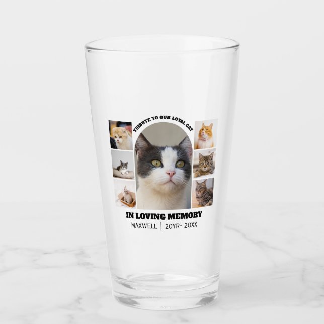 Cat Memorial 7 Photo Collage Pet Tribute Template Glas (Vorderseite)