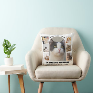 Cat Memorial 7 Photo Collage Pet Tribute Template Kissen