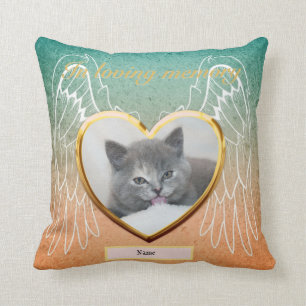 Cat Memorial Angel Wings Foto Personalisiert Kissen