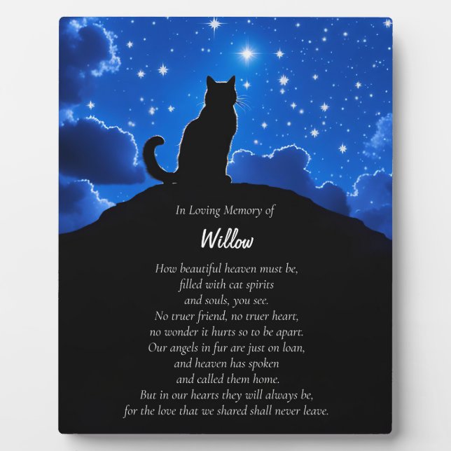Cat Memorial Beileid Spiritueller Individuelle Nam Fotoplatte (Vorderseite)