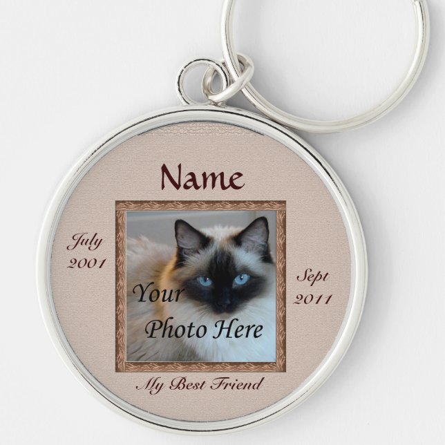 Cat Memorial Brawn Tones Custom Foto Pet Loss Schlüsselanhänger (Vorne)