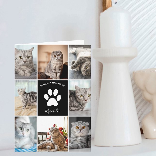 Cat Memorial Custom Foto Collage in Love Memory Karte (Von Creator hochgeladen)