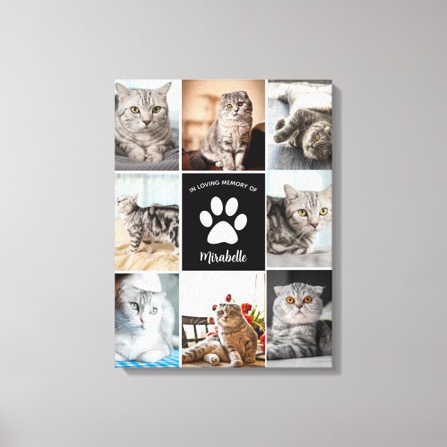 Cat Memorial Custom Foto Collage in Love Memory Leinwanddruck (Vorderseite)