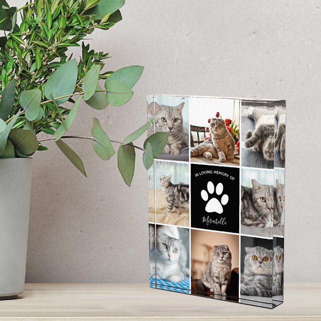 Cat Memorial Custom Pet Collage Paw Print Fotoblock (Von Creator hochgeladen)