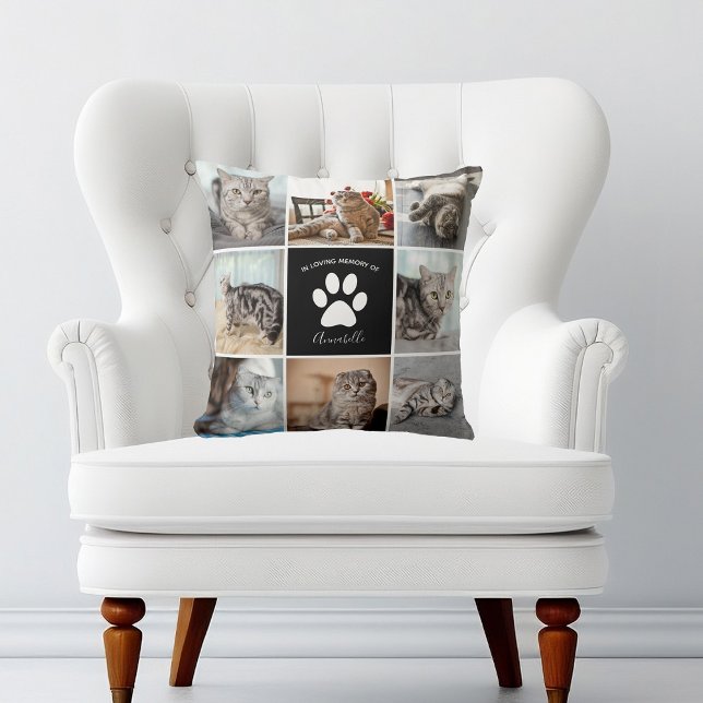 Cat Memorial Custom Pet Foto Collage Paw Print Kissen (Von Creator hochgeladen)