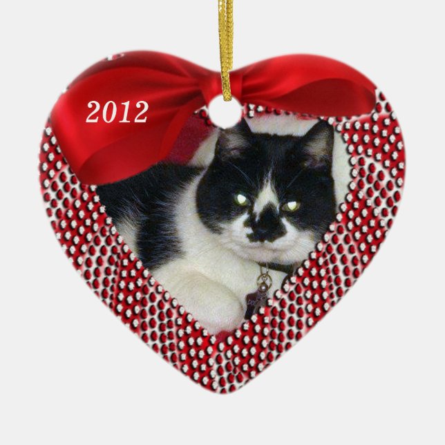 Cat Memorial Heart Shaped Ornament - CHRISTMAS (Vorne)