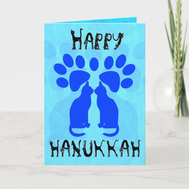 Cat Menorah Chanukah Cards Feiertagskarte (Vorderseite)