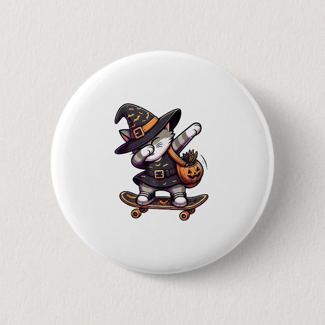Cat Meow Debbing auf Skateboard Apparel Kinder Hal Button (Vorderseite)