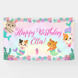 Cat Meowmaid Mermaid Girl Birthday Party Banner