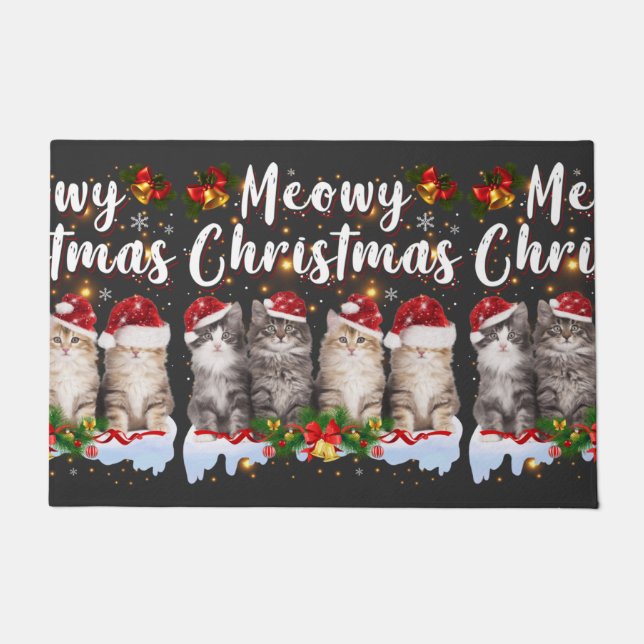 Cat Meowy Familie Matching Weihnachten Pajamas San Fußmatte (Vorderseite)