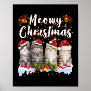 Cat Meowy Familie Matching Weihnachten Pajamas San Poster