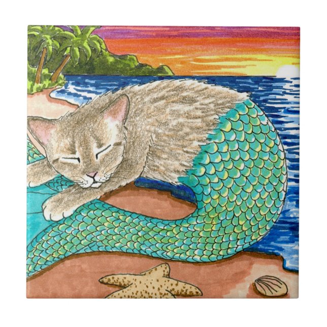 Cat Mermaid 23 Fliese (Vorderseite)