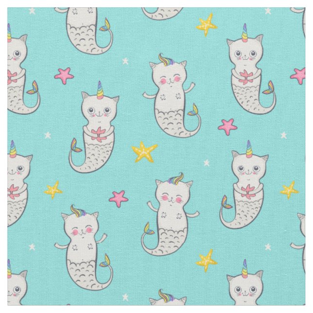 Cat Mermaids Stoff (Nahaufnahme)