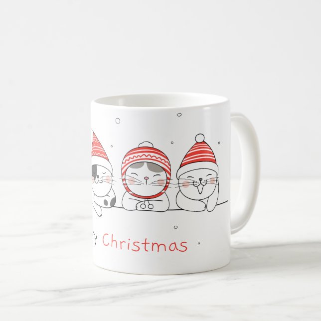 Cat Merry Christmas Kaffeetasse (VorderseiteRechts)