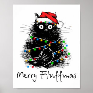 Cat Merry Fluffmas Cat Lover Weihnachtsgeschenk Poster