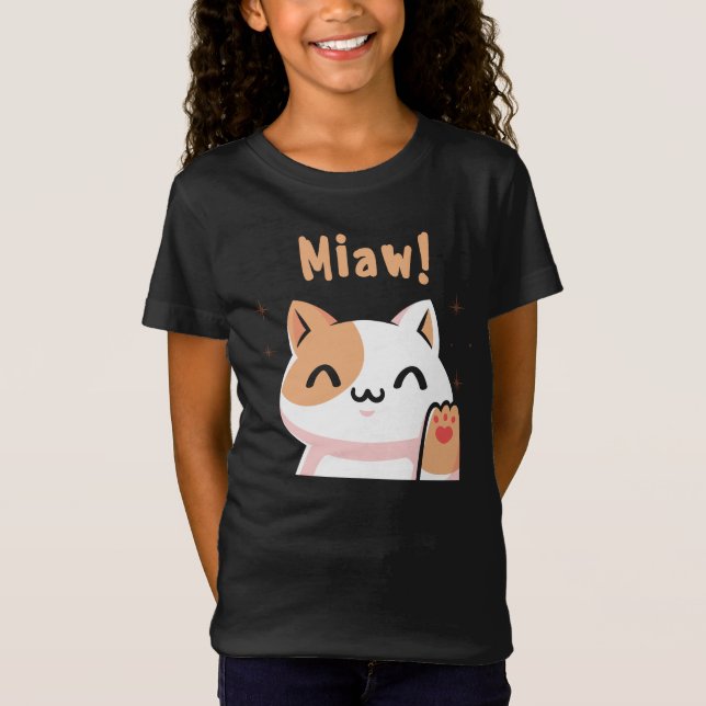Cat Miaw-Kitty-Niedlich Cat-Funny T-Shirt (Vorderseite)