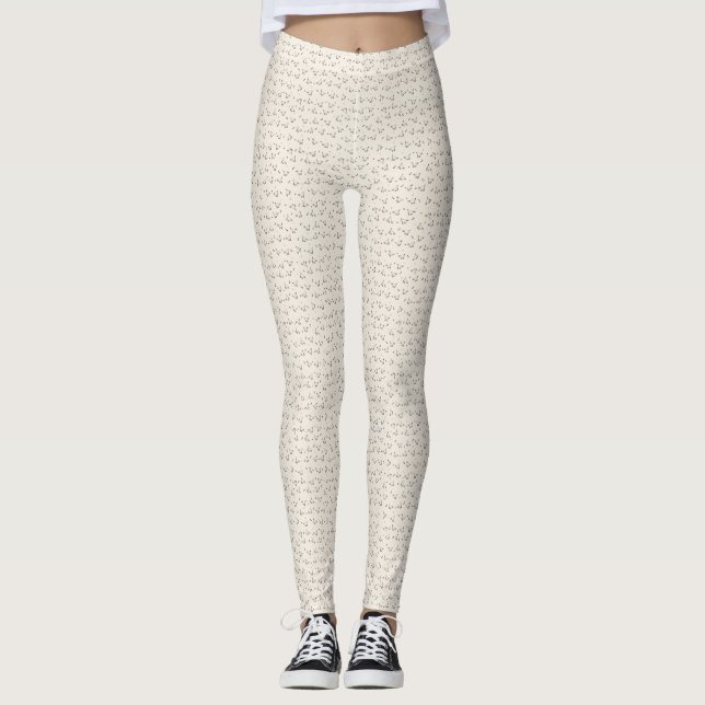 Cat Microprint Leggings – Soft Beige (Vorderseite)